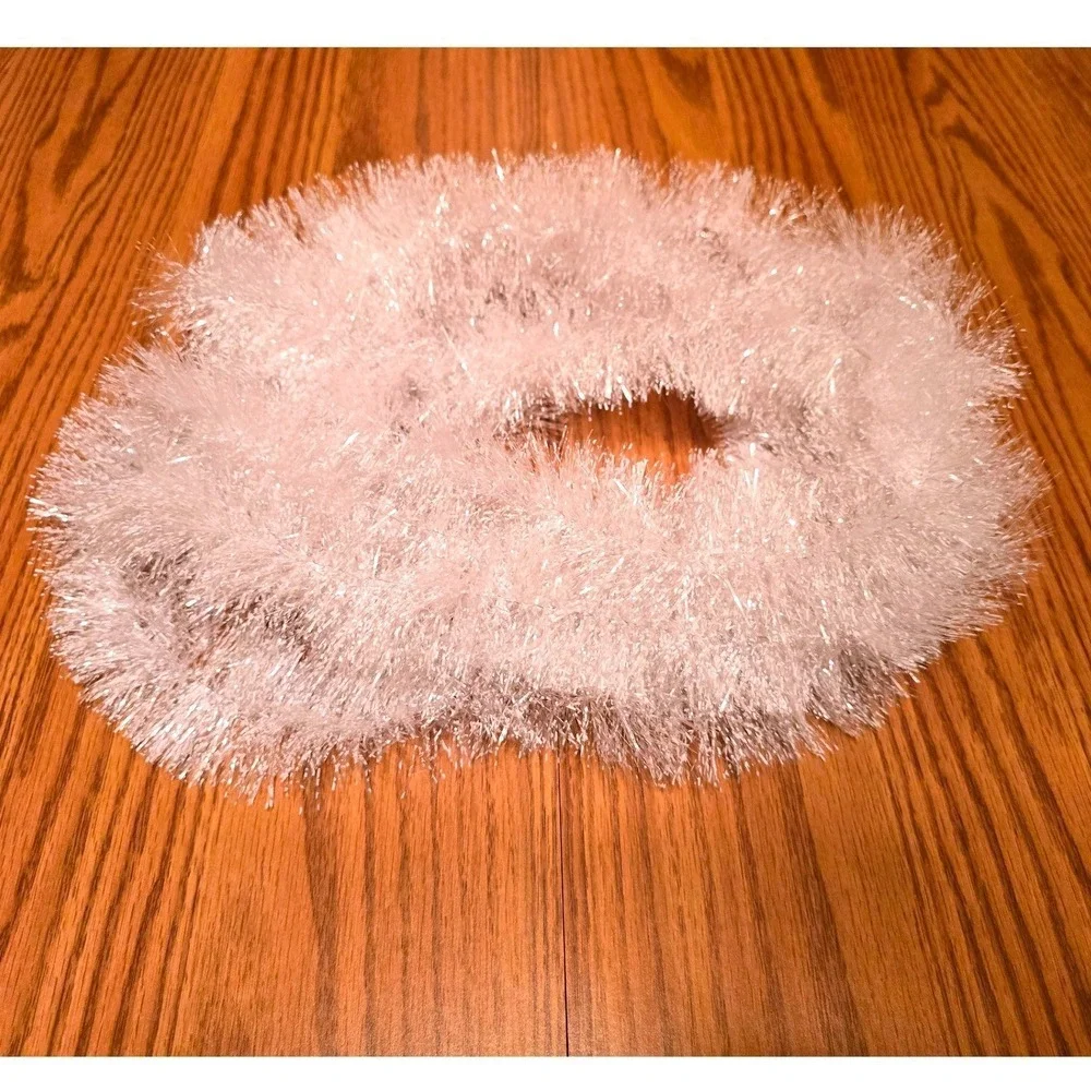 Sparkling White Tinsel Garland Christmas Holiday Party Decor, Great Condition‎